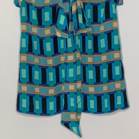 Tracy Reese Silk Geometric Low Back Blouse Blue XS - Picture 4 of 12